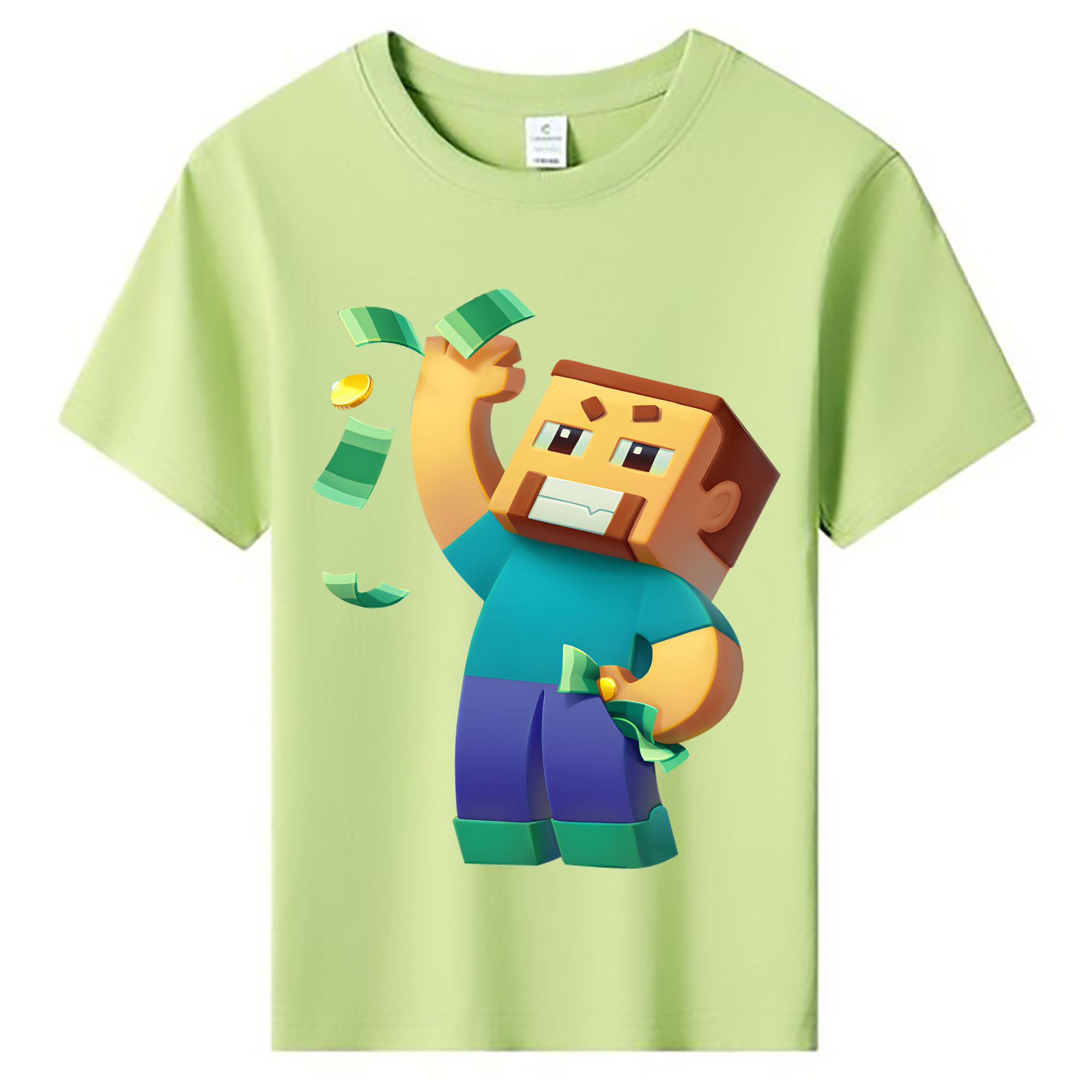 （画像用） マインクラフト ブロックの世界 Minecraft MC Block world 綿100％キッズTシャツ（フロントプリント）